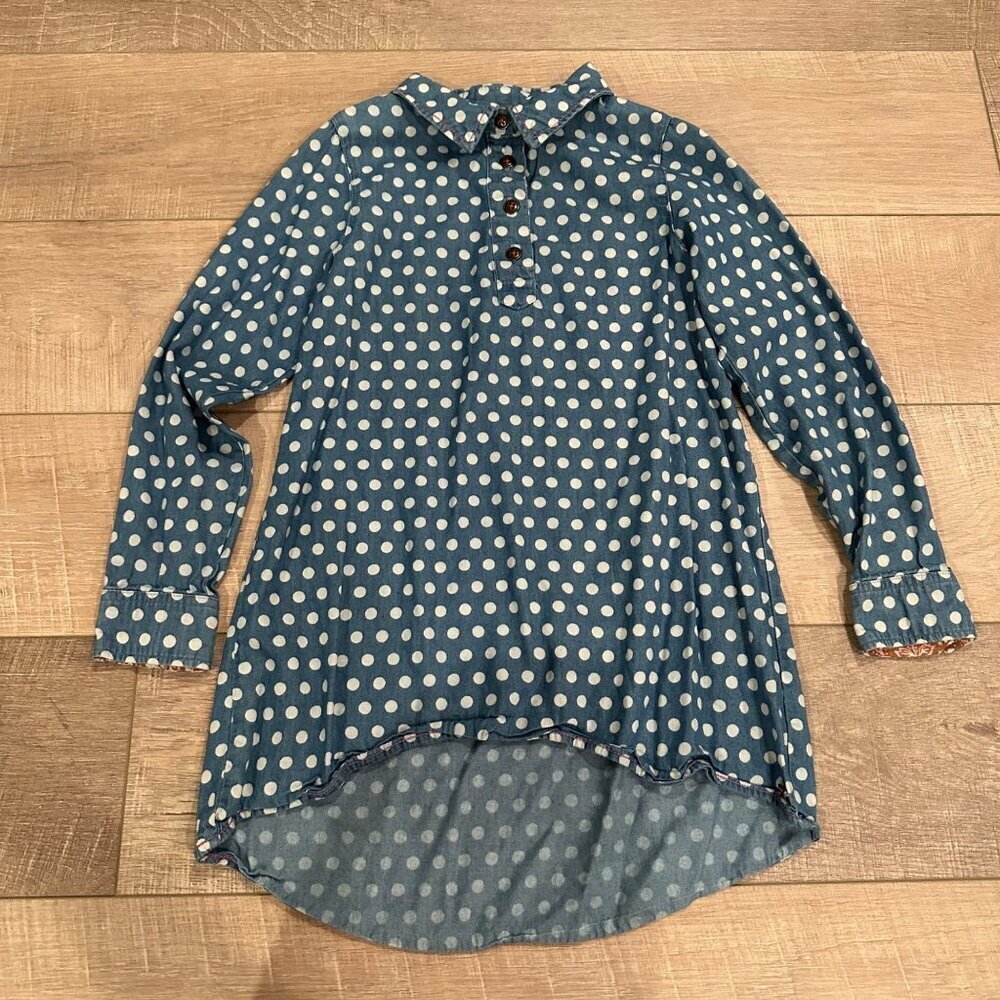 MATILDA JANE 365 BLUE POLKA DOT TUNIC LONG SLEEVE SHIRT